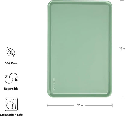 KitchenAid Classic Plastic Cutting Board with Perimeter Trench and Non Slip Edges, Dishwasher Safe, 12 inch x 18 inch, Gray