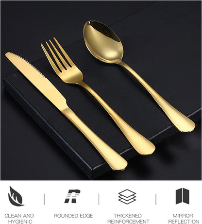 Portable Travel Utensils Set, 18/8 Stainless Steel 3 PCS Cutlery Set Including Knife Fork and Spoon, Reusable Travel Silverware Set with Case for Lunch Box Camping School Office