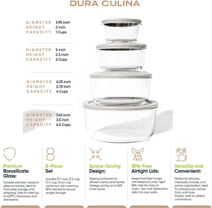 6-Piece Glass Food Storage Containers Set (3 Containers + 3 BPA-Free Lids) | 2-Cup, Leakproof | Microwave, Freezer, Oven & Dishwasher Safe | Ideal for Meal Prep & Pantry Organization, Pistachio