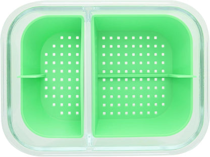 Two Compartment Borosilicate Glass Container Cleaning Tool with Sealable Lid (Full Melt Sand)