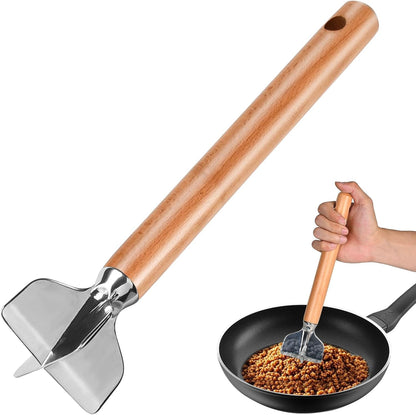 Stainless Steel Meat Chopper, Stainless Steel Meat Masher, 11 Inch, Ground Beef Chopper Tool, Metal Meat Masher, Ground Meat Smasher, Hamburger Smasher Tool