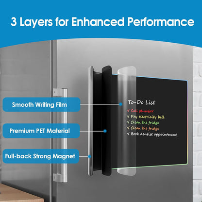 MaxGear 5 Pack Magnetic Whiteboard Sheets for Fridge, 12"x 8" Small Refrigerator Dry Erase Board for Kitchen Organizer and Planner, Smooth and Reusable, Includes 5 Markers, 5 Magnets and 1 Eraser