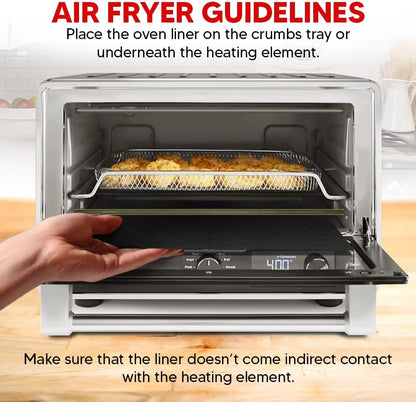 Toaster Oven Liners Reusable for Ninja Air Fryer Bottom Heat Resistant Mat 3 Pack, Oven Rack Shields Extra Long 22” Red 2 Pack, Heavy Duty Nonstick Square Air-Fryer Mats & Silicone Rack Covers