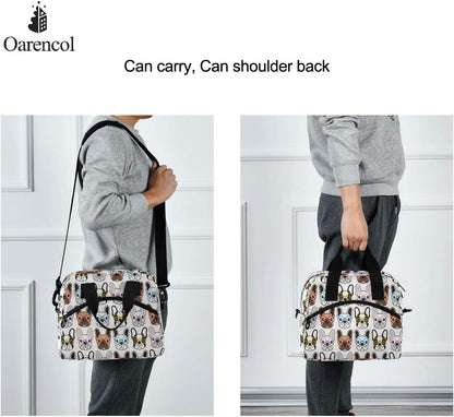Colorful Leopard Insulated Lunch Bag Rainbow Animals Skin Print Reusable Cooler Lunch Tote Box with Shoulder Strap for Work Picnic School Beach