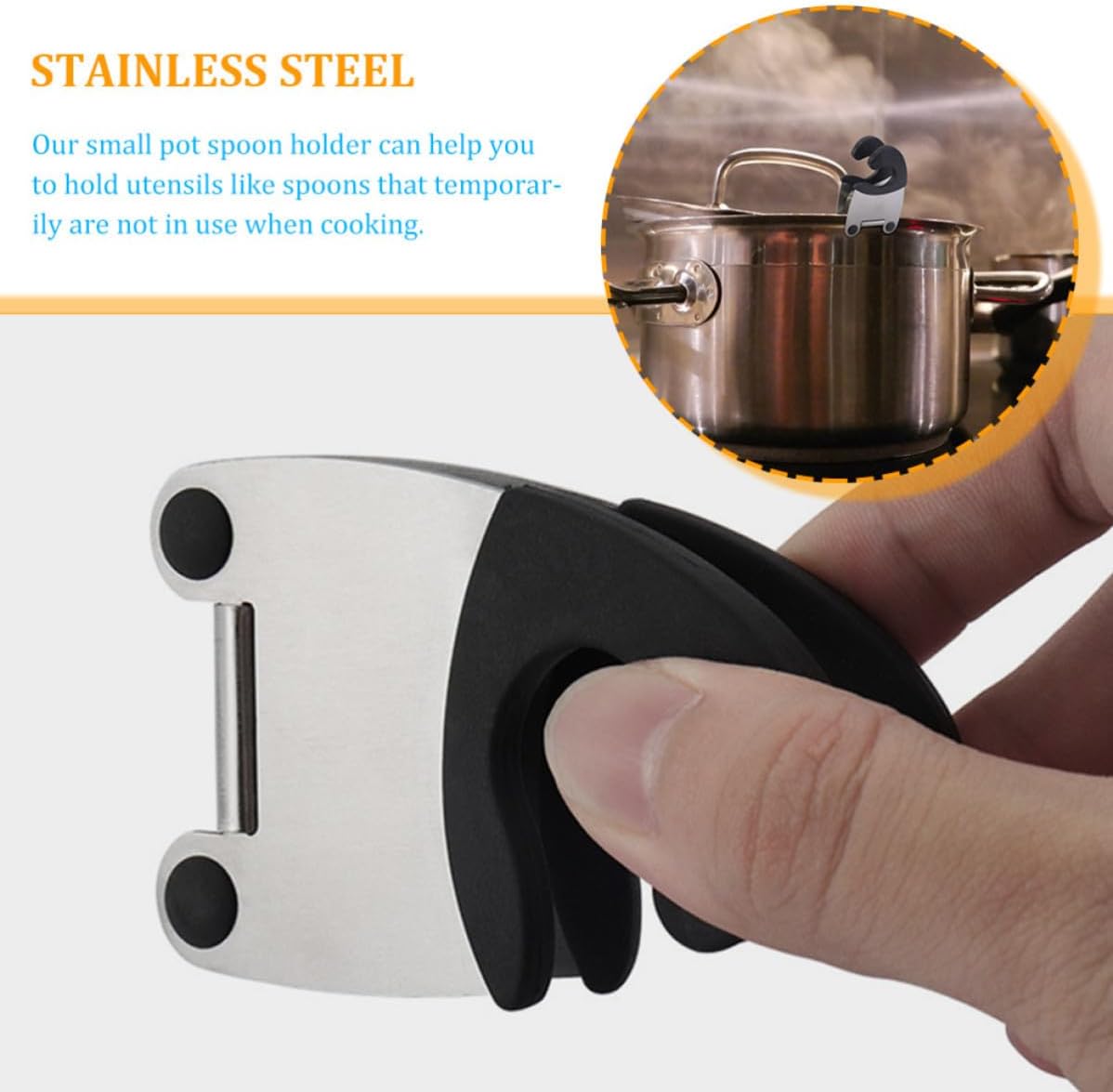 Stainless Steel Pot Side Clamp Spoon Holder 4pcs