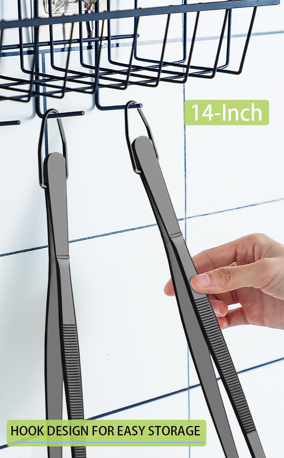 JETKONG 2 Pcs 12-Inch Kitchen Tweezers Fine Tweezer Tongs, Extra-Long Stainless Steel Cooking Tweezers (Silver)