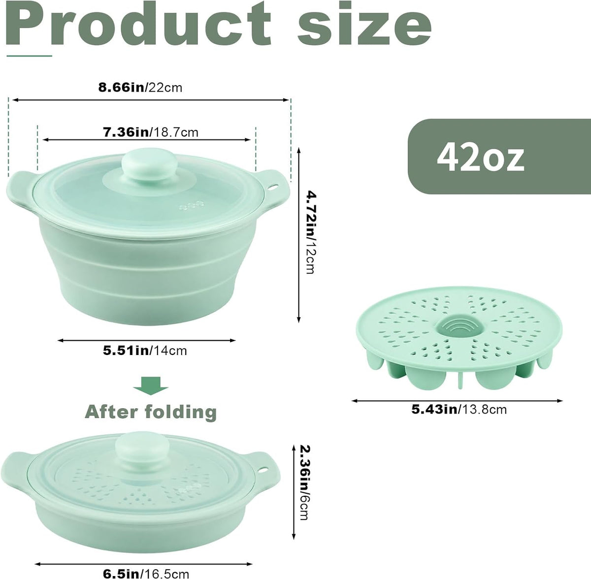 Collapsible Silicone Microwave Steamer with Removable Rack