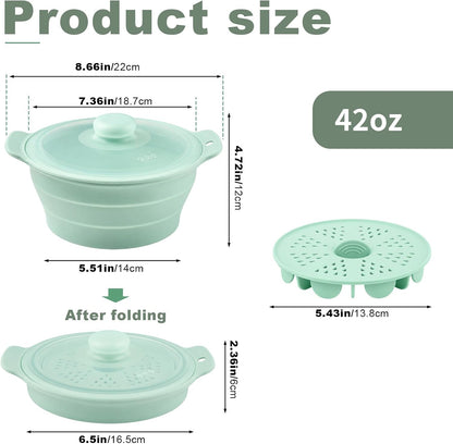 Collapsible Silicone Microwave Steamer with Removable Rack