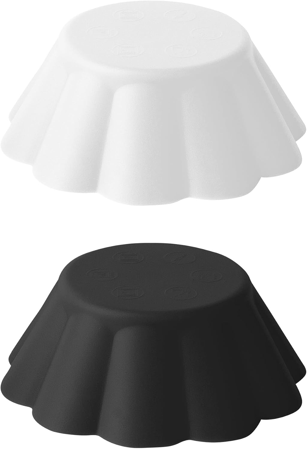 Fox Run Scalloped Black and White Silicone Cupcake and Muffin Liners, Set of 12, Standard Size Wrappers