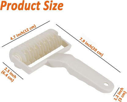 2 Pack DelloidMaz Pastry Lattice Roller Cutter, Pie Pizza Cookie Dough Lattice Roller Cutter, Household Baking Tool, Plastic, White