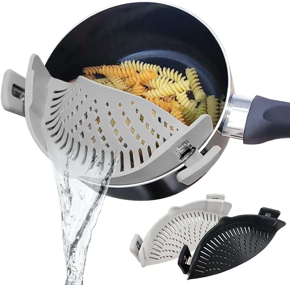 Silicone Clip On Strainer for Pots & Pans, Colander 2 Pack