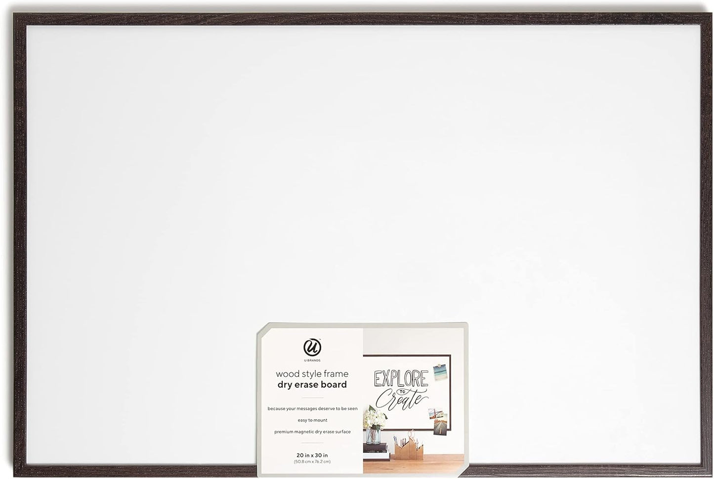U Brands Framed Magnetic Weekly Calendar Dry Erase White Board, Office Supplies, Black Frame, with Marker, Magnet, 11” x 18”