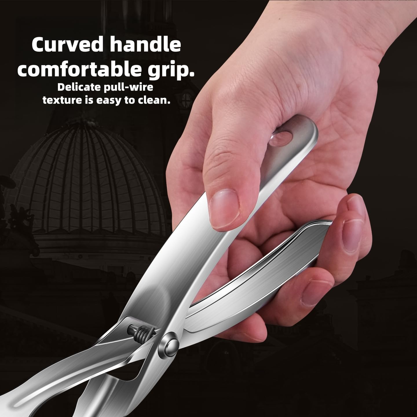 Kitchen Metal Tongs, 304 Stainless Steel | Heat-Resistant 600C, For Food, Steak, Bread, Pizza, Salads, BBQ, Stable Clamping and Flipping Performance, multi function