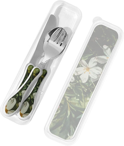 3-Piece Kids Silverware Set With Storage Case, Stainless Steel Reusable Children Safe Knife Spoon Fork Set Shih Tzu Dog Children Flatware Set For Kids Lunch Box