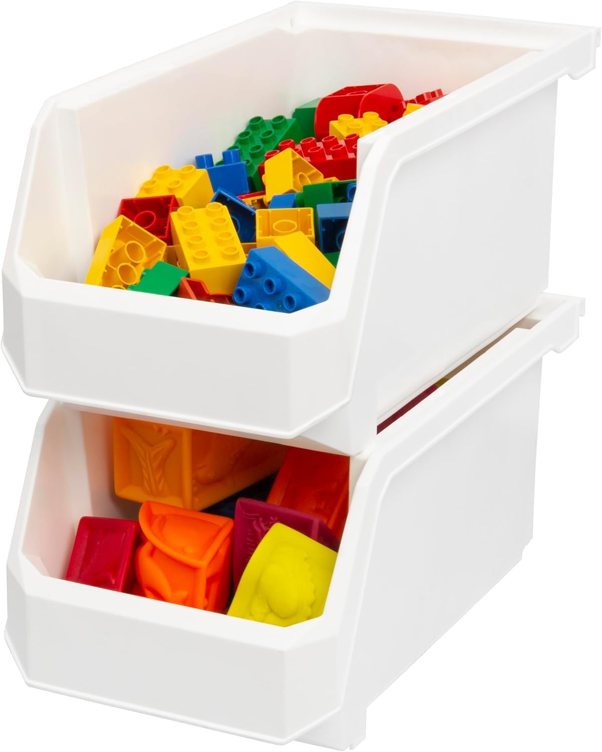 ReadySpace Medium Plastic Storage Bins, Stackable Organizer Containers for Closet Pantry Shelf Garage and Office Organization, Clear, 8 Pack