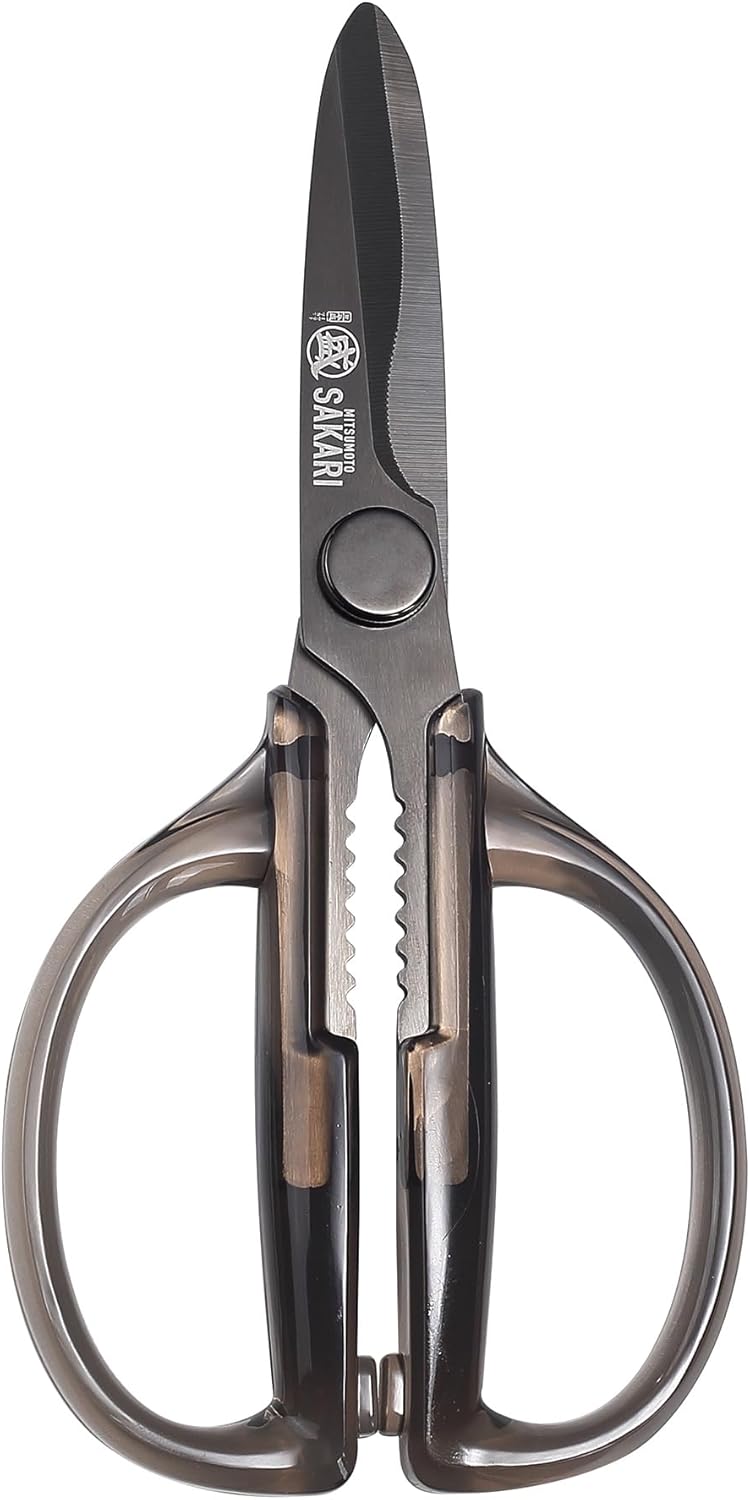 MITSUMOTO SAKARI Detachable Poultry Shears, Kitchen Scissors | Titanium-Plated Serrated Blades, Poultry Joints and Meat Prep, Seafood and Herb Cutting, Non-Slip Handle