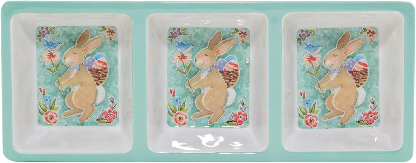 Certified International Joy of Easter Melamine 3 Piece Hostess Servware Set, Multicolor, Large