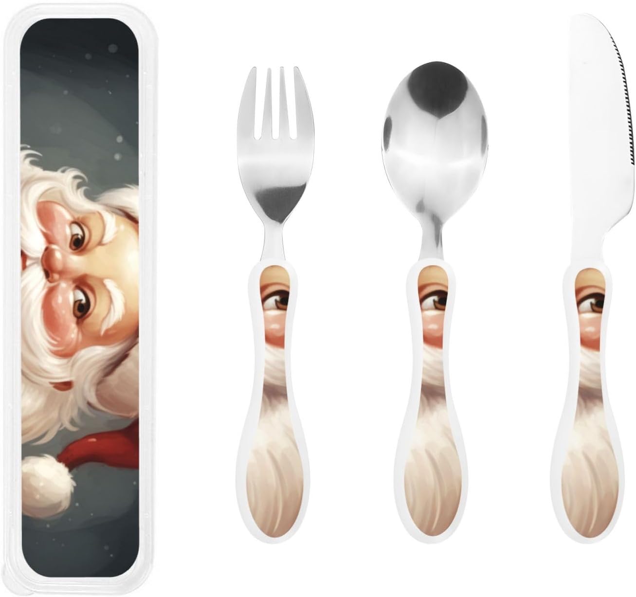 3-Piece Kids Silverware Set With Storage Case, Stainless Steel Reusable Children Safe Knife Spoon Fork Set Leaves Floral On Rustic Wood Children Flatware Set For Kids Lunch Box