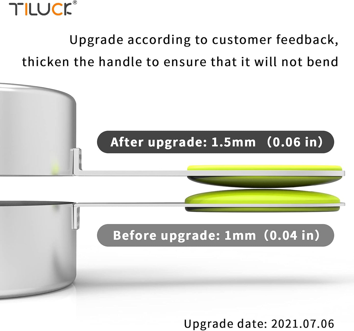 TILUCK Stainless Steel Measuring Cups and Spoons Set with Silicone Handle – Nesting Design for Space-Saving, Heavy Duty & Dishwasher Safe for Dry/Liquid Ingredients, Cooking & Baking (10)