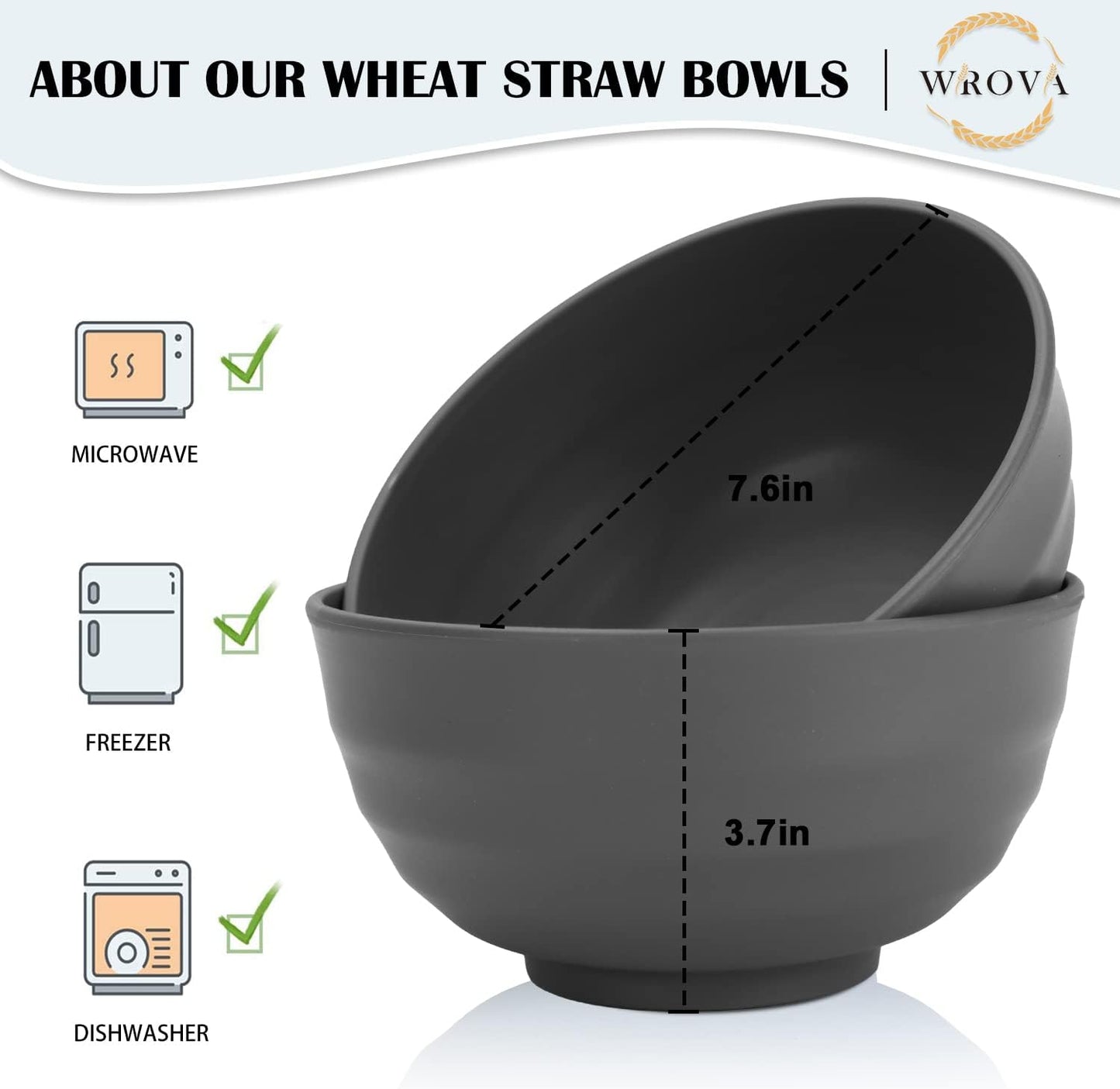 Wheat Straw Bowl Sets,8 PCS Unbreakable Cereal Bowl 26 OZ,Microwave and Dishwasher Safe Bowls,Bowl Sets for Camping and Picnic BPA Free Colorful Salad Bowls for Serving Soup,Oatmeal and Fruit Etc…