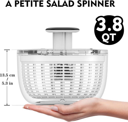 Ourokhome 6.3 QT Salad Spinner with Fully Removable Lid, Large Lettuce Dryer with One-Hand Press Pump, Instant Stop Brake Button and Retractable Handle, Vegetable Washer & Spinner for Greens and Herbs