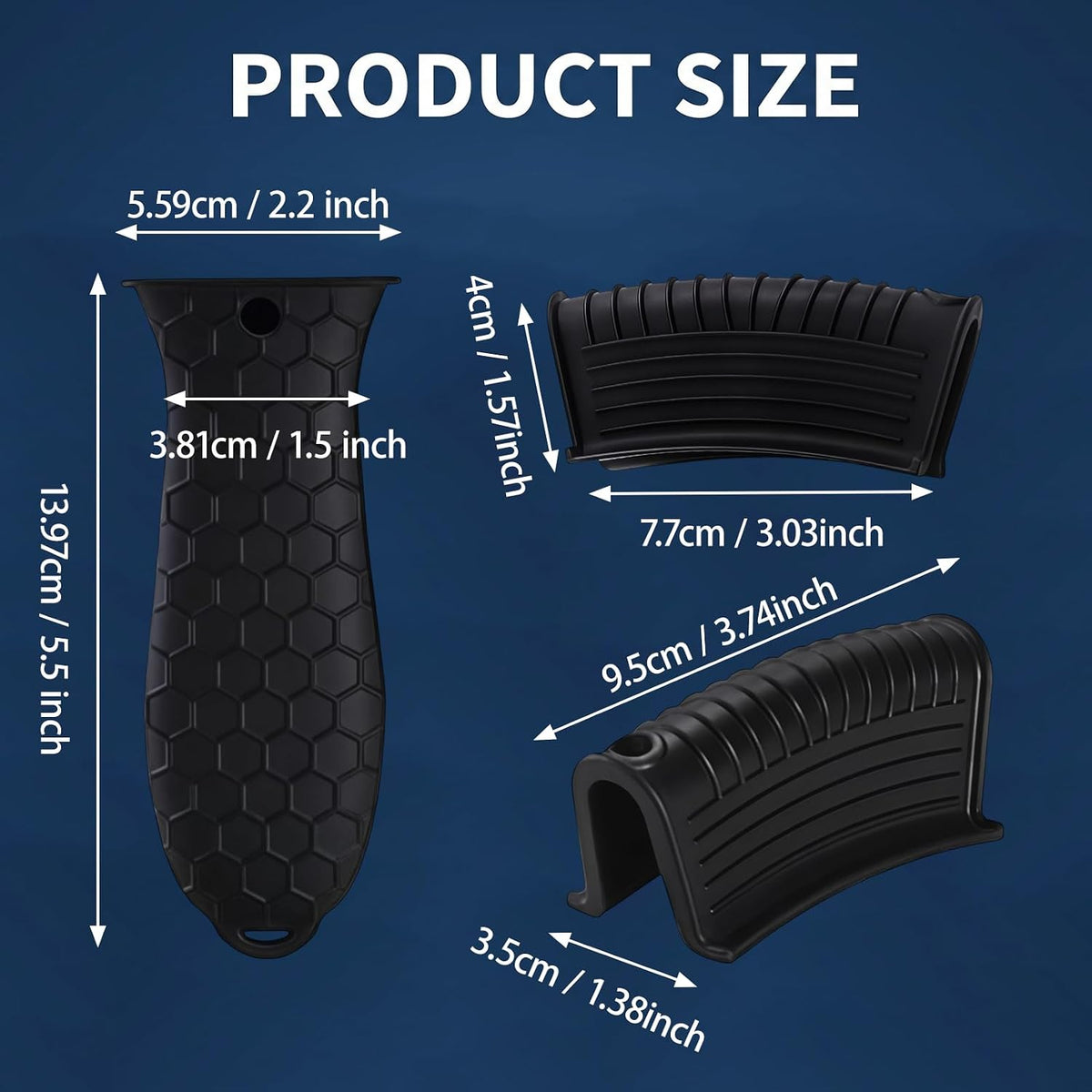 4 Pack Cast Iron Handle Cover, Heat Resistant Silicone Pot Handle Covers Sleeve, Non-Slip Pot Holders for Cast Iron Skillets, Metal Pans & Cookware (Black)