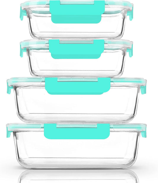 M MCIRCO [80 oz & 36 oz Extra Large Glass Food Storage/Baking Containers Set with Lids, 2 Pack 80 oz(10 cup)&2 Pack 36 oz (4.5 cup) Airtight Glass Container,Microwave,Oven,Freezer and Dishwasher