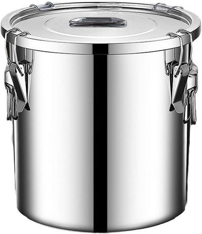 304 stainless steel food storage containers with lids lock clips airtight container large airtight for rice flour sugar grain coffee bean storage containers Kitchen jar (5.55gal/21L)