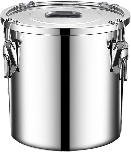 304 stainless steel food storage containers with lids lock clips airtight container large airtight for rice flour sugar grain coffee bean storage containers Kitchen jar (5.55gal/21L)