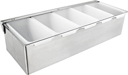 New Star Foodservice 48025 Stainless Steel Condiment Dispenser with 4 Compartments (NO ICE Tray Included)