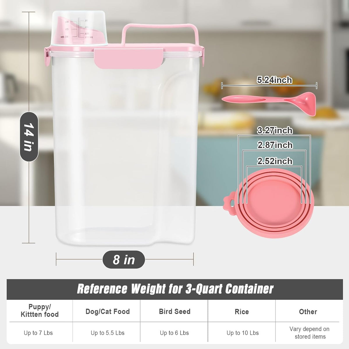 TBMax Pet Food Storage Containers 2 Pack 8-10 Lbs Airtight Dog Food Container Dispenser with Large Spout & Portable Handle, Travel Dog Treat Cat Food Storage Bin Bird Seed Container