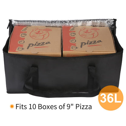 Bodaon Insulated Food Delivery Bag, XXXL Pizza Delivery Bags for Hot and Cold Food, Commercial, Large Capacity Reusable Warming Bag, Catering Cooler Bag for Rideshare, Warmers for Parties (Black, 1Pk)