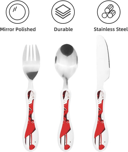 3-Piece Kids Silverware Set With Storage Case, Stainless Steel Reusable Children Safe Knife Spoon Fork Set Animal Cartoon Owls Cute Children Flatware Set For Kids Lunch Box