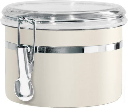 Oggi Stainless Steel Kitchen Canister 62 fl oz - Airtight Clamp Lid, Clear See-Thru Top - Ideal for Kitchen Storage, Food Storage, Pantry Storage. Large Size 5" x 7.5".