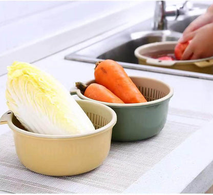 Colander for Kitchen, 2 in 1 Double Layer Strainer and Washing Basket Bowl Set, BPA-Free Plastic Dishwasher Safe for Fruits Vegetables Pasta and Salad