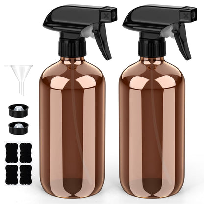 Bontip Glass Spray Bottle 16 oz for Cleaning, Plants (2 Pack, Amber)