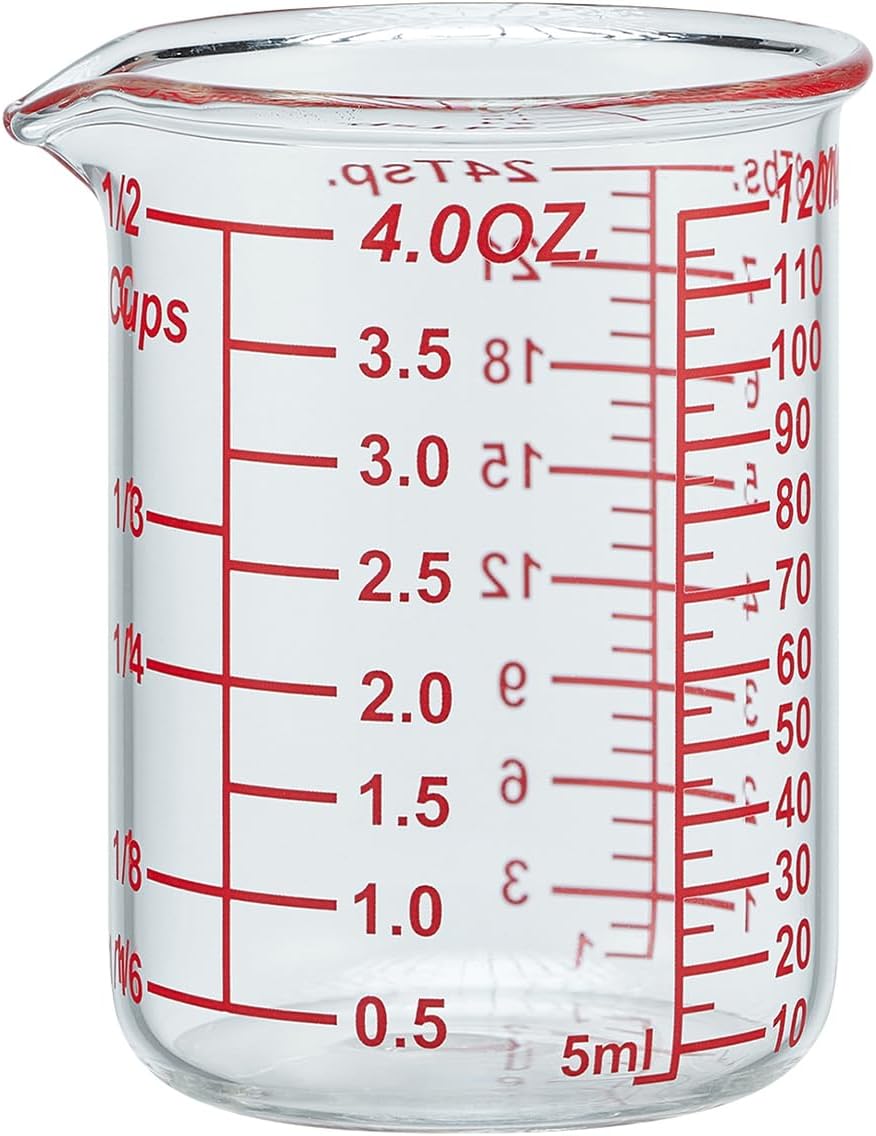 3 Piece Glass Measuring Cup Set, Includes 1/2-Cup, 1-Cup, and 2-Cup High Borosilicate Glasss Liquid Measuring Cups, Dishwasher, Freezer, Microwave, and Preheated Oven Safe, Essential Kitchen Tools