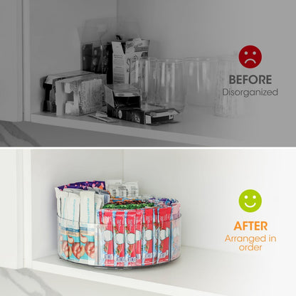 AIEVE Extra Large Drink Packet Organizer, 360° Lazy Susan Rotating Turntable for Larger Powder Drink Mix, Hydration Packets Acrylic Pantry Organizers for Kitchen Storage Organization