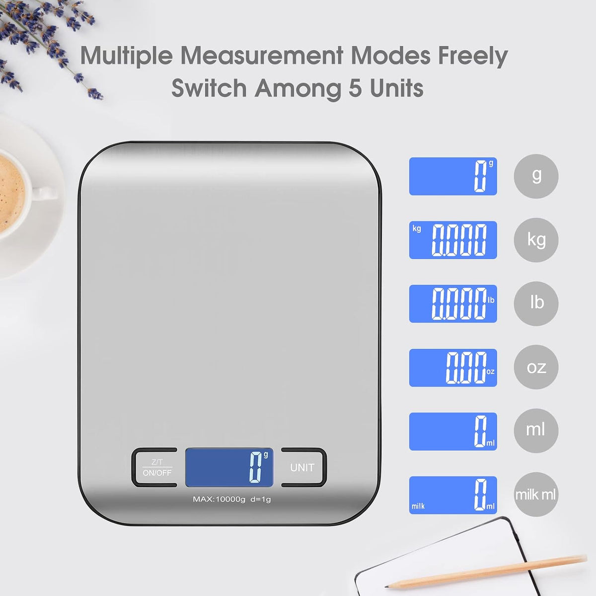 Digital Shipping Scale,Stainless Steel Panel, Accurate Portable Postal Scale for Packages, Small Business,Kitchen, Food, Handmade, Liquids, and Boutique (Rose Gold Battery(5kg/1g))