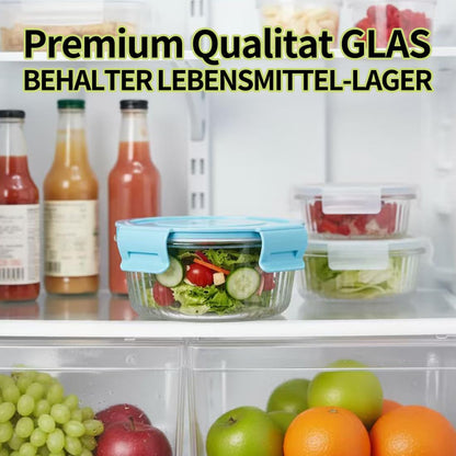 Small Round Glass Food Storage Containers with Lids, 1.5 Cup Round Food Containers set BPA-Free, 12oz Glass Lunch Bowls for Soup Leftover, Microwave, Dishwasher and Freezer Safe (4pack)