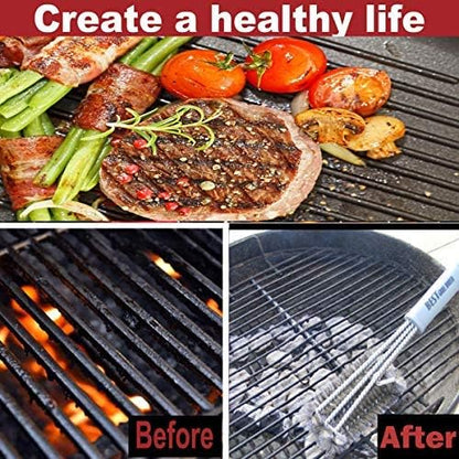 Best BBQ Grill Brush Stainless Steel 18" Barbecue Cleaning Brush w/Wire Bristles & Soft Comfortable Handle - Perfect Cleaner & Scraper for Grill Cooking Grates