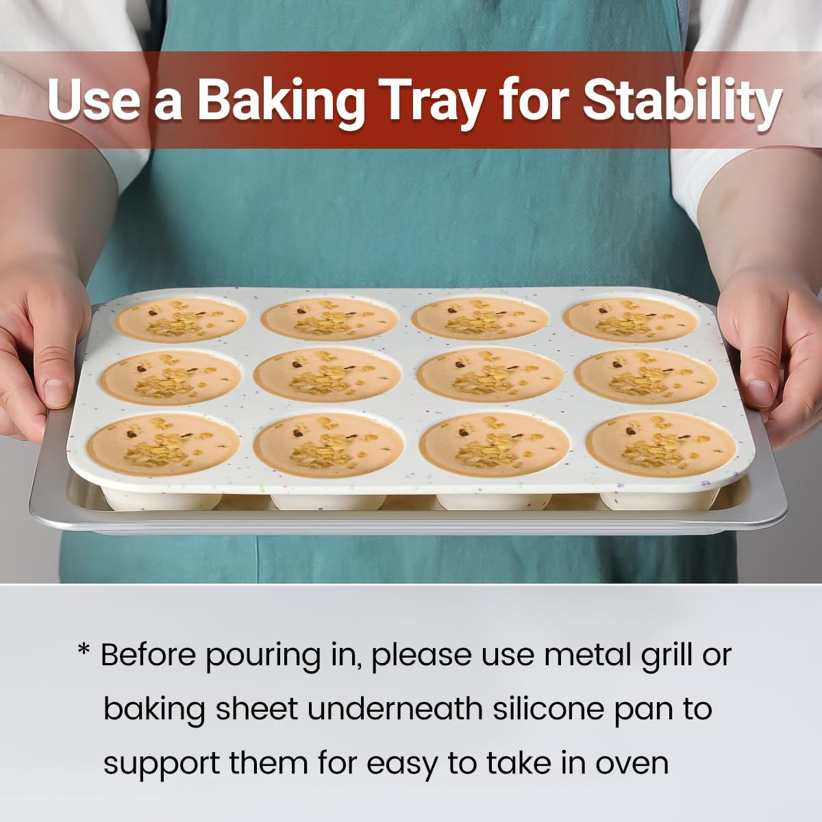 CAKETIME Silicone Mini Muffin Pan, 24 Cups Nonstick Mini Cupcake Pan for Baking Muffin, Cupcake, Egg Bites, Fat Bomb, 1 Pack Confetti