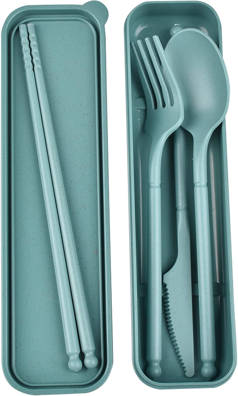 Reusable Travel Utensils Set with Case, 4 Sets Plastic Portable Knife Fork Spoons Tableware for Kids Adults Travel Picnic Camping Utensils
