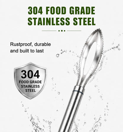 2-Pack Large Fish Scraper, 304 Stainless Steel Fish Scaler, Non-Slip Handle