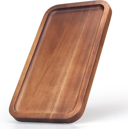 Large Wooden Serving Trays Long Party Charcuterie Boards Acacia Wood Platters Serving Cheese Board Rectangular Appetizer Snack Plates Rectangle Kitchen Dinner Platter for Food Dish Cake Dessert Tray