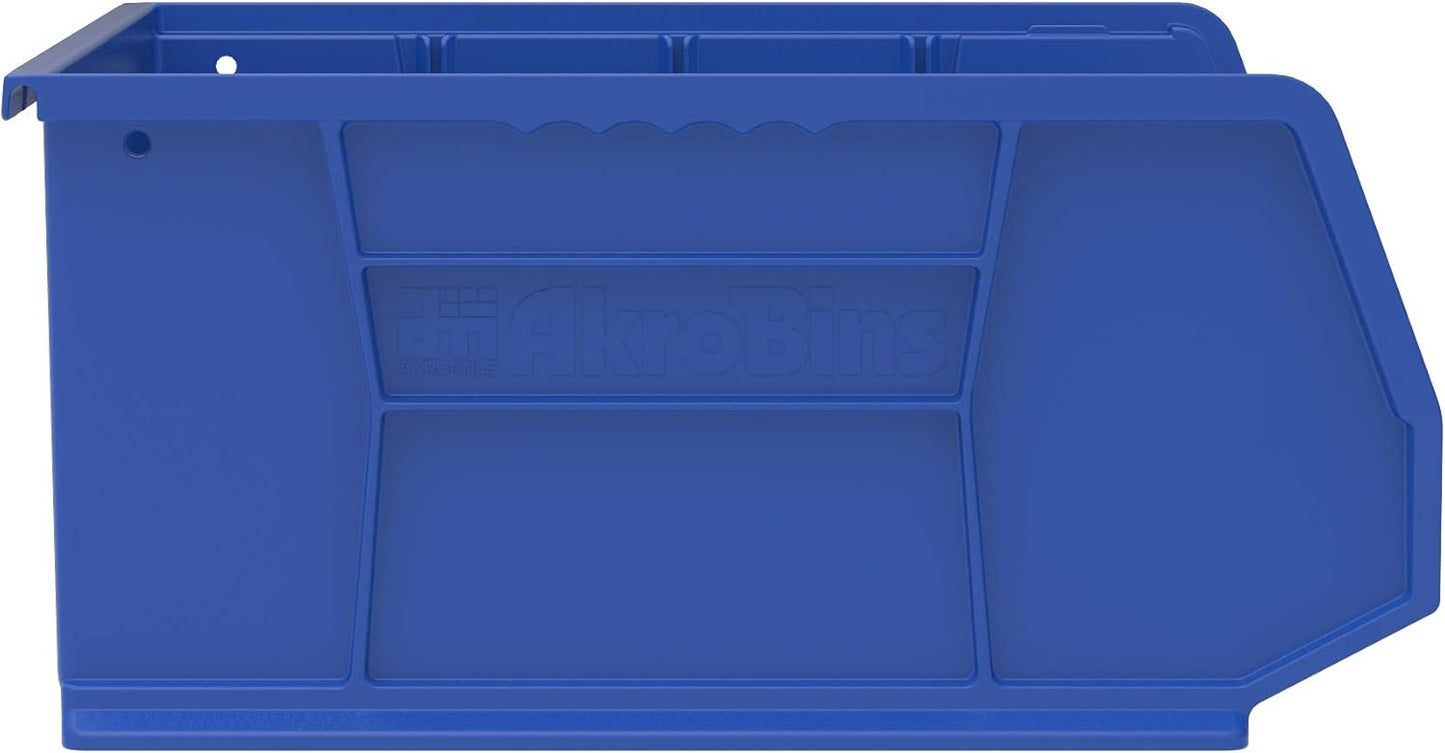 Akro-Mils 30250 AkroBins Plastic Storage Bins, Space-Saving Stackable Bins for Garage, Pantry, Craft Organization, 15" x 16" x 7", Black, 6-Pack
