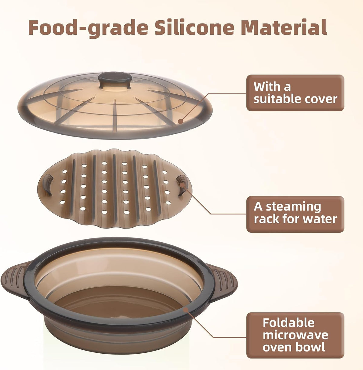 Silicone Microwave Steamer Collapsible Cooker for Vegetables Fish Prep Meal