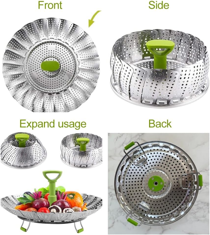 Expandable Steamer Basket, Stainless Steel Folding Steamer Insert