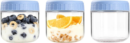 Overnight Oats Containers with Lids, 10oz Wide Mouth Mason Jars with Lids, 9 Pack Glass Jars with Airtight lid for Chia Pudding Yogurt Salad, Meal Prer Oatmeal Jars, Pink