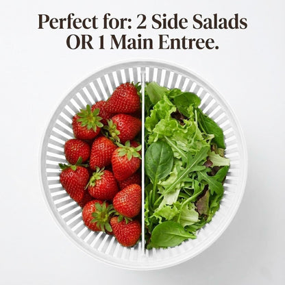 Cooler Kitchen Small Salad Spinner — Mini Lettuce Spinner and Dryer with Measuring Cup Bowl — Compact Veggie & Fruit Washer, Salad Dryer Spinner — Dishwasher Safe, BPA-Free